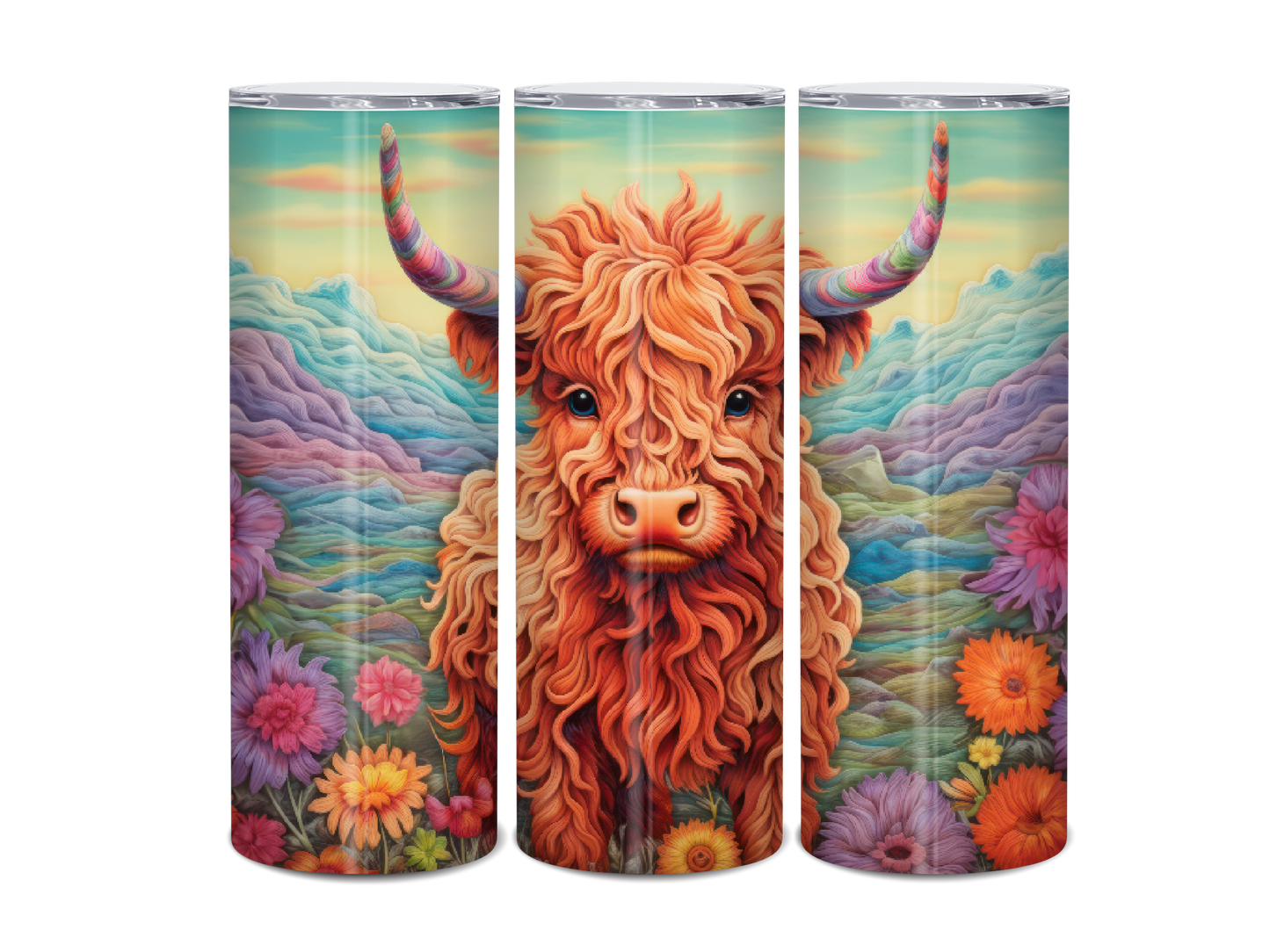 20oz Highland Cow painted look