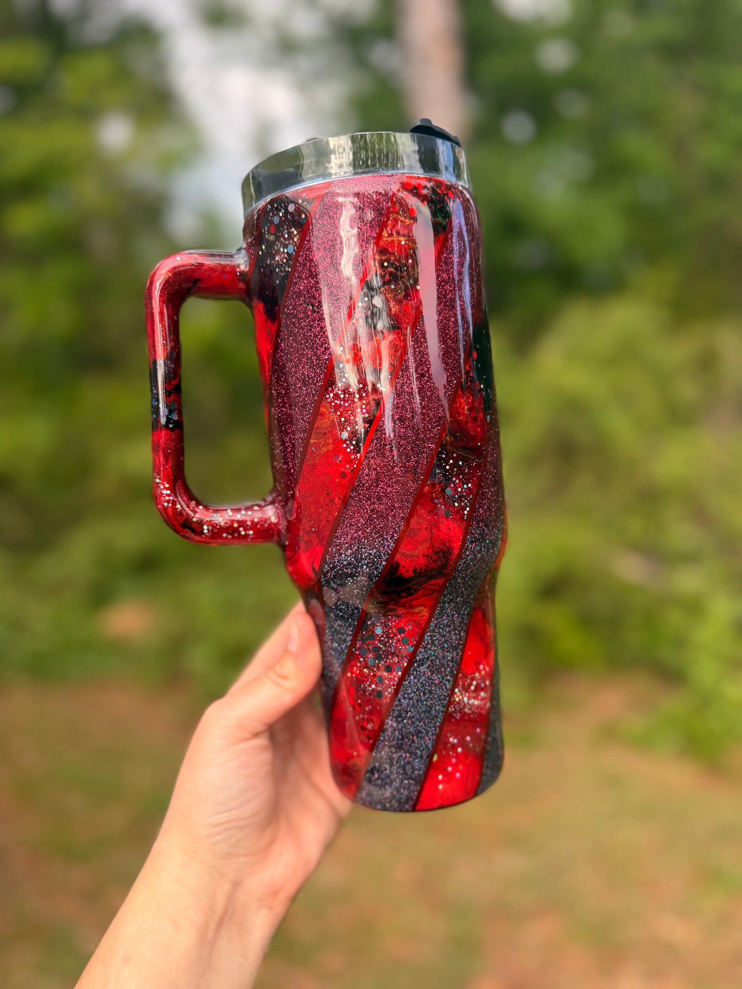 40oz Striped Reverse Glitter tumbler WAFFLE TICKET