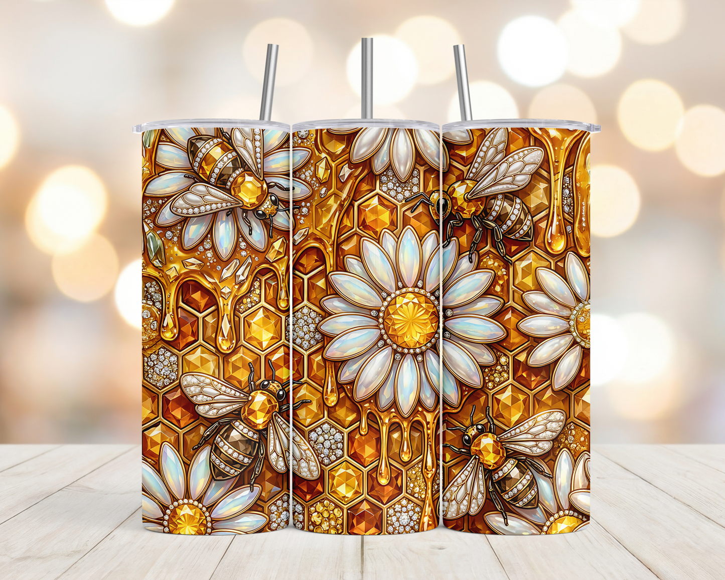 20oz Rhinestone Honey Bee Hive tumber