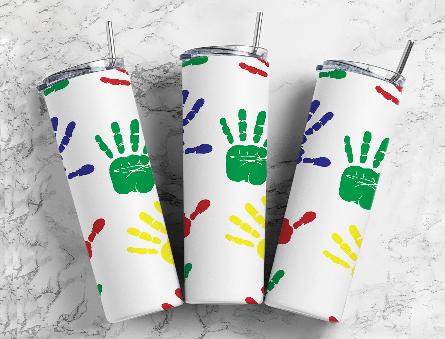Rainbow Kids Handprints, Finger Paint Tumbler – Tina's Tumblers Shop