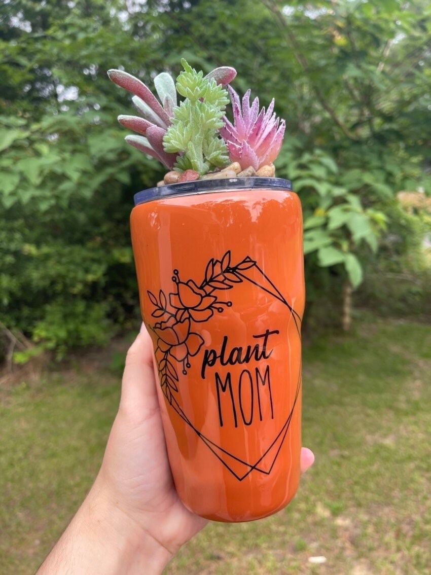 Terra Cotta Shaped Planter Tumbler with Magnetic & Removable Topper