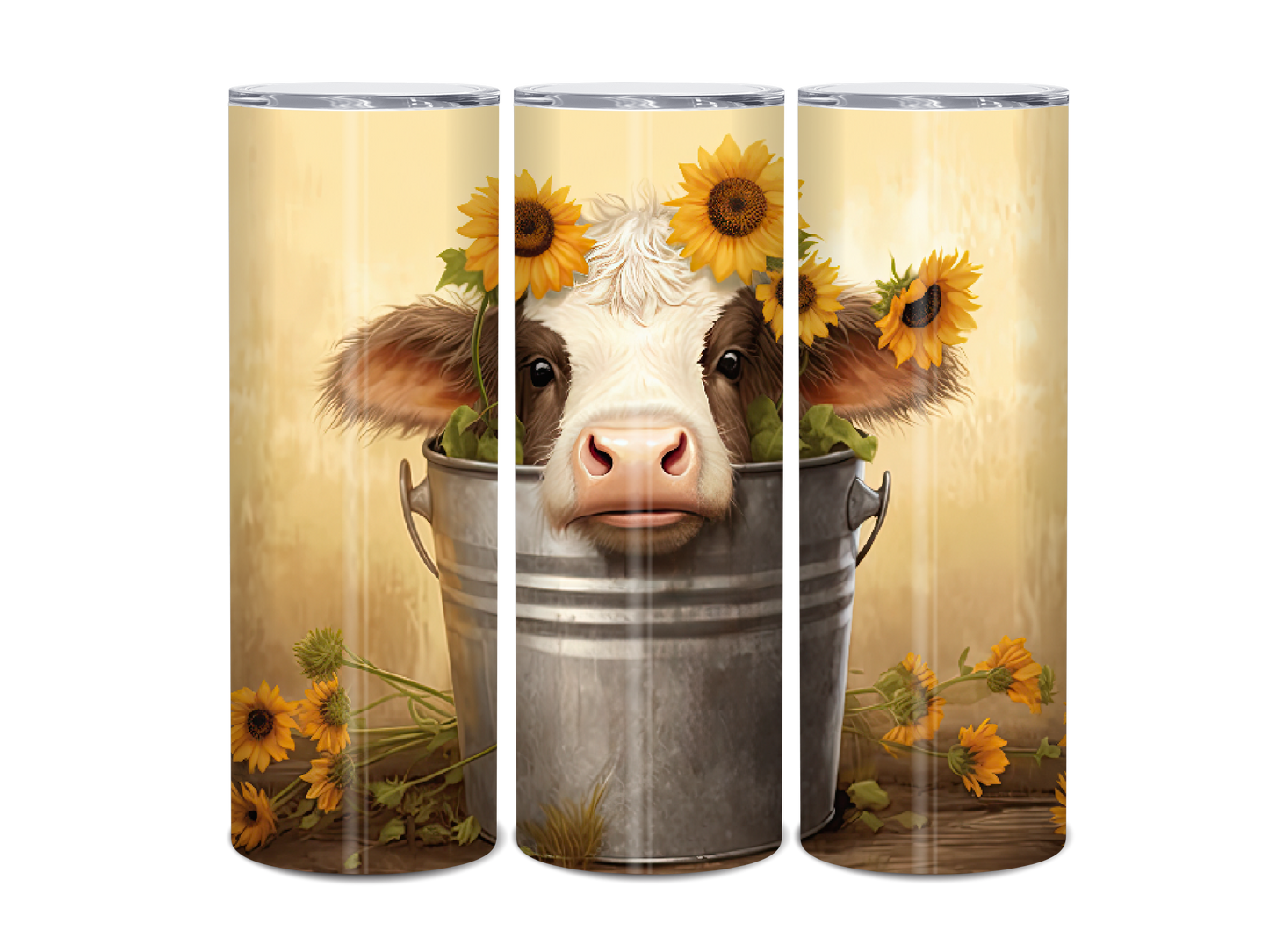 20oz Highland Cow cute in pail tumbler