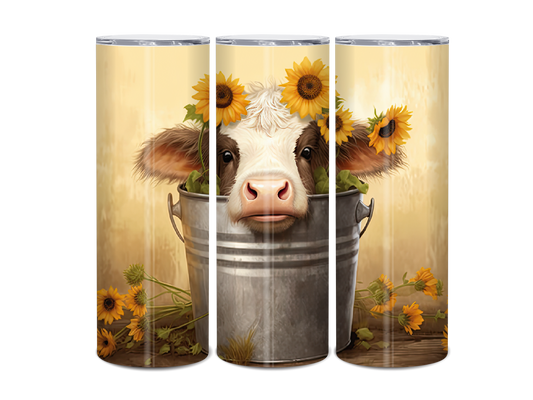 20oz Highland Cow cute in pail tumbler