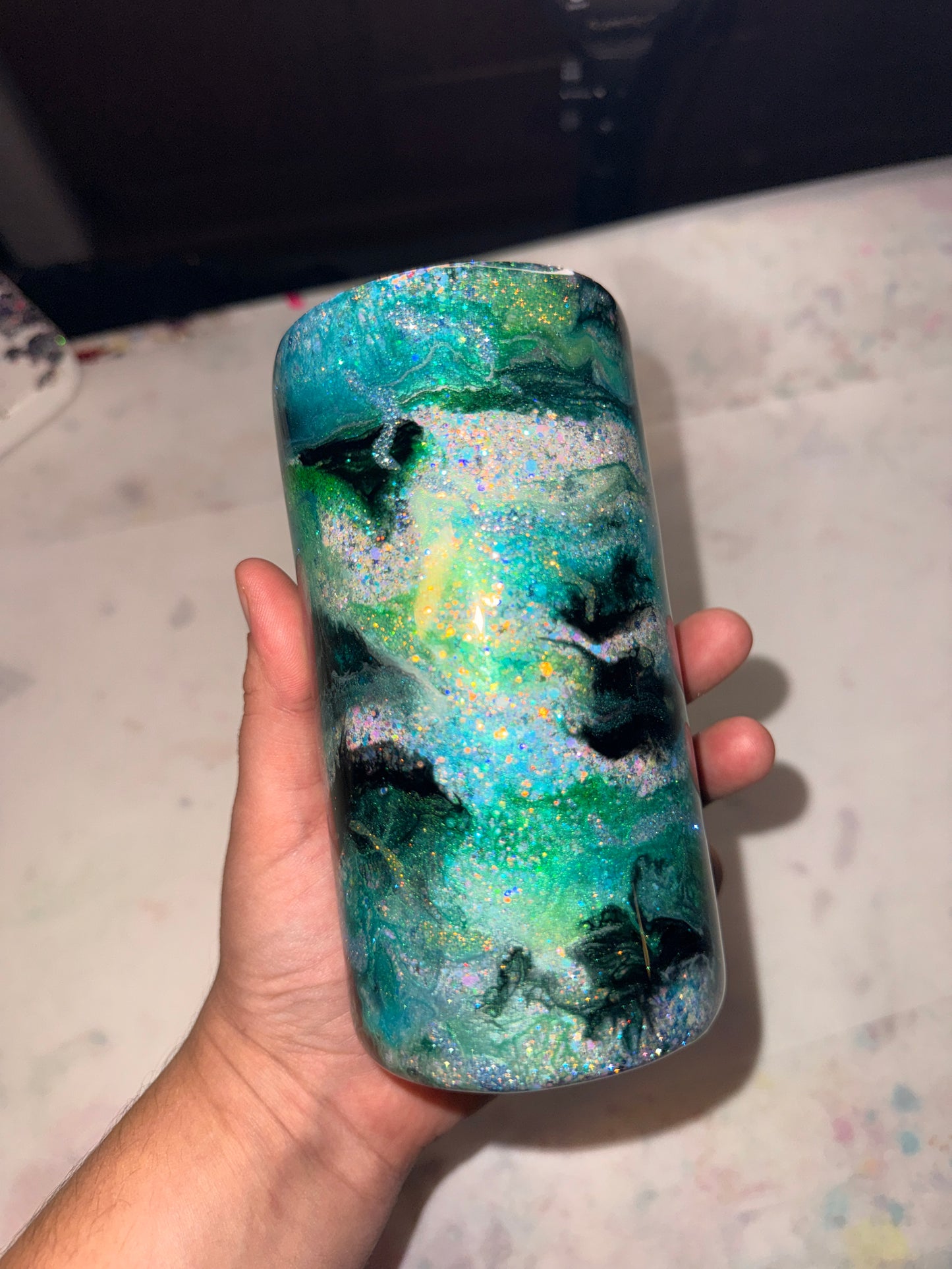 Sirens Treasure - glow in the dark. 12oz Slim Douzie- tumbler and can koozie