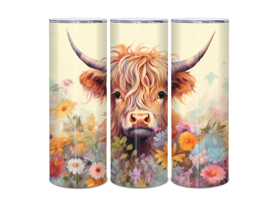 20oz Highland Cow florals