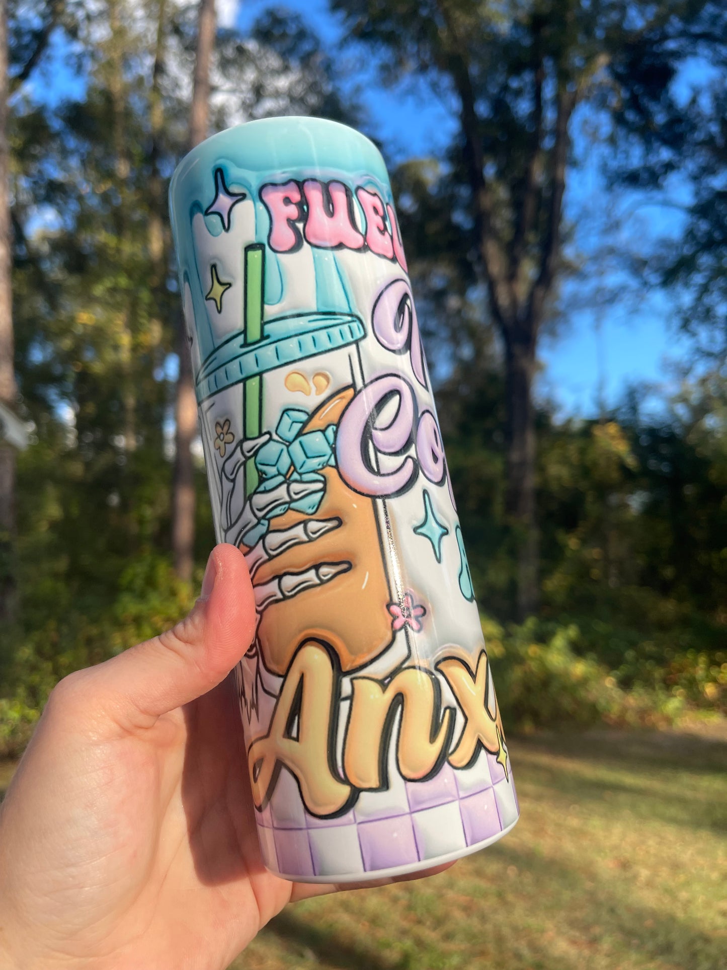 Fueled by iced coffee and anxiety tumbler