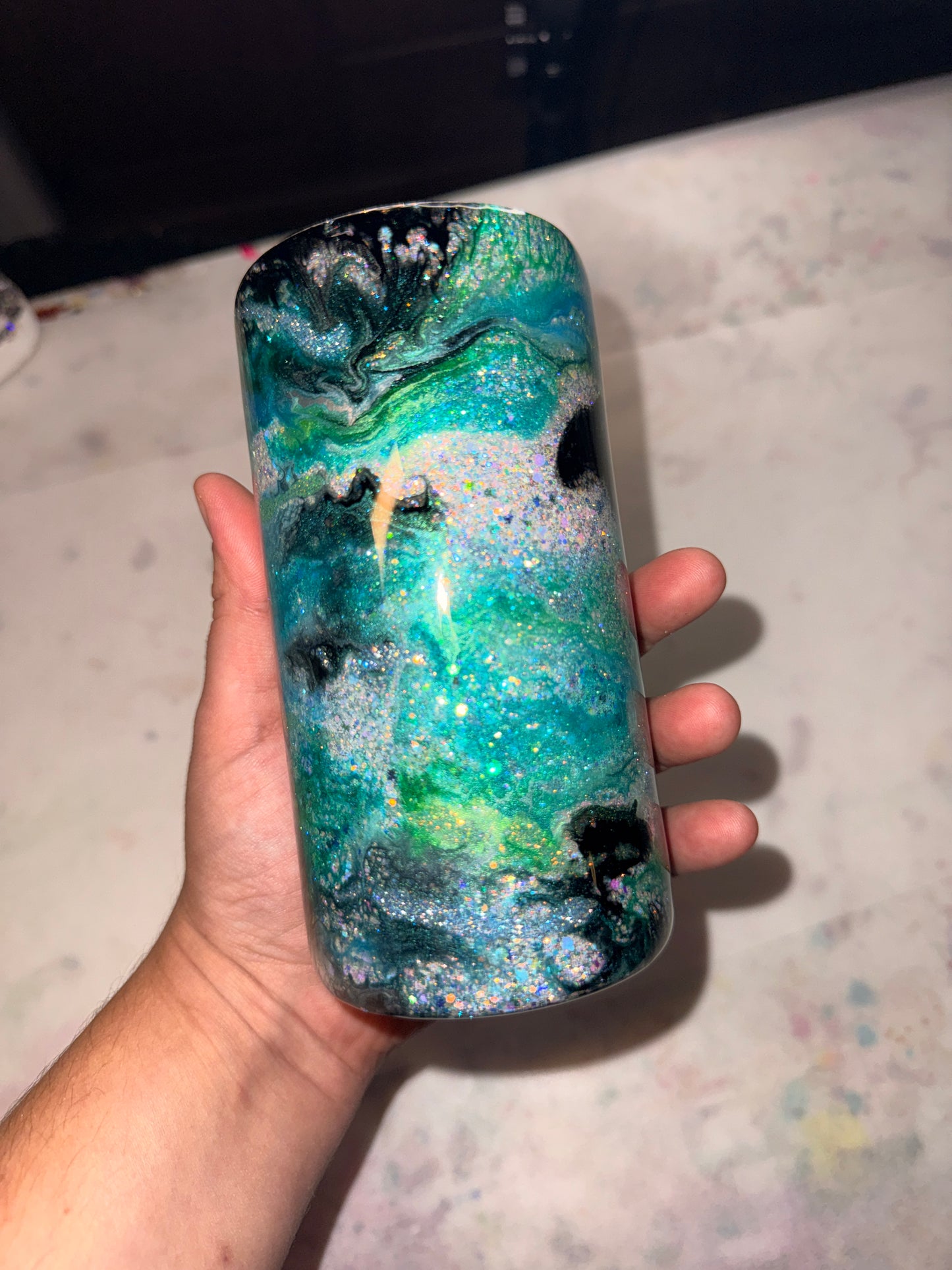 Sirens Treasure - glow in the dark. 12oz Slim Douzie- tumbler and can koozie