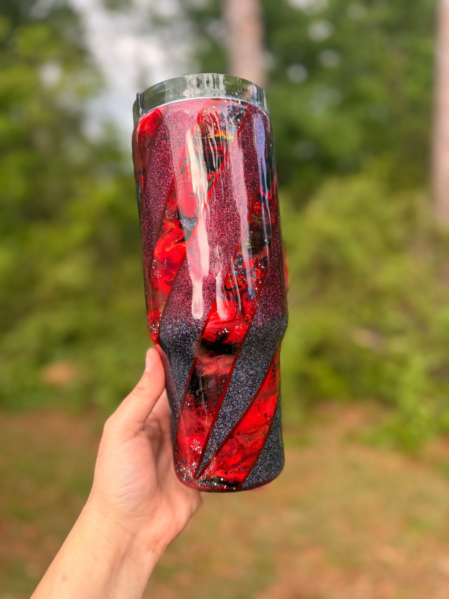 40oz Striped Reverse Glitter tumbler WAFFLE TICKET