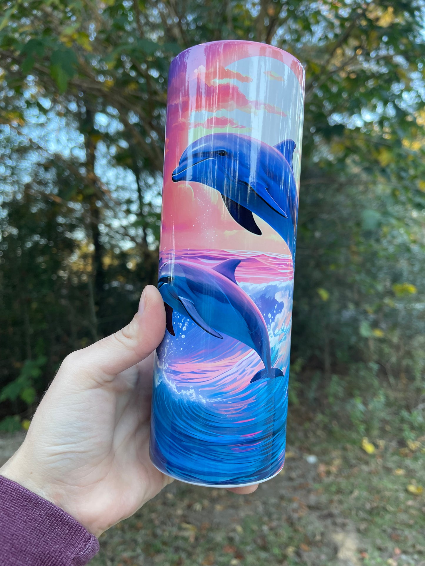 Dolphins sunset tumbler