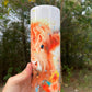 Floral rainbow color cow tumbler