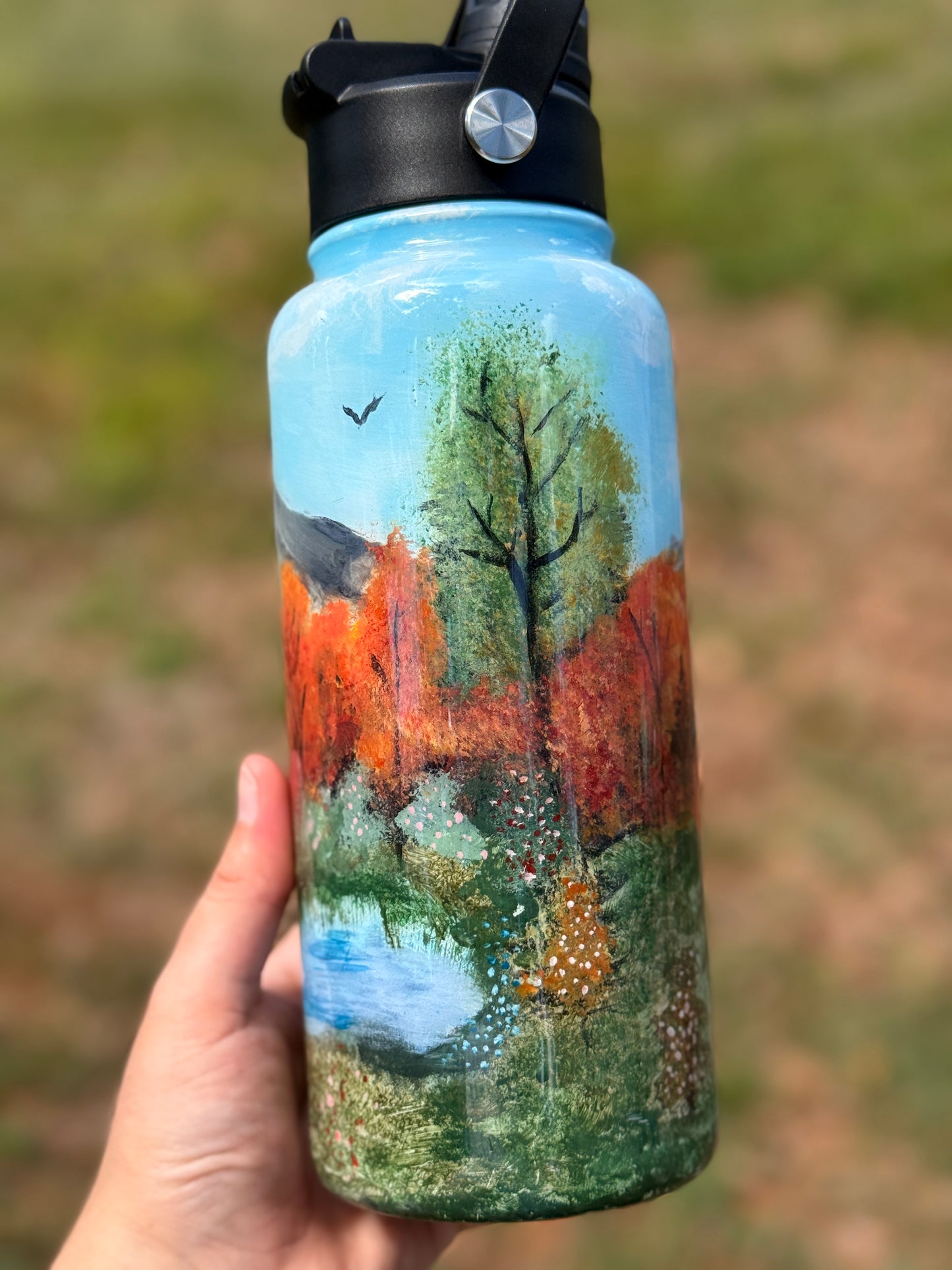 32oz Handpainted tumbler WAFFLE TICKET