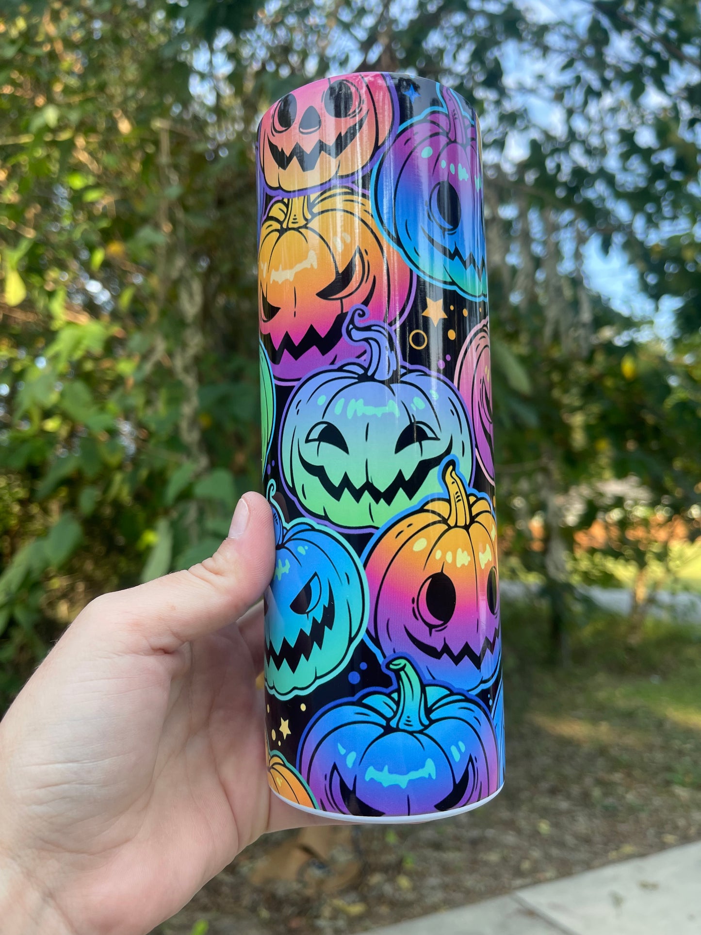 Halloween Rainbow Jack o Lanterns Tumbler