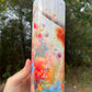 Floral rainbow color cow tumbler