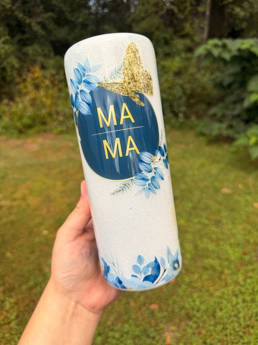 20oz Floral Glitter MAMA
