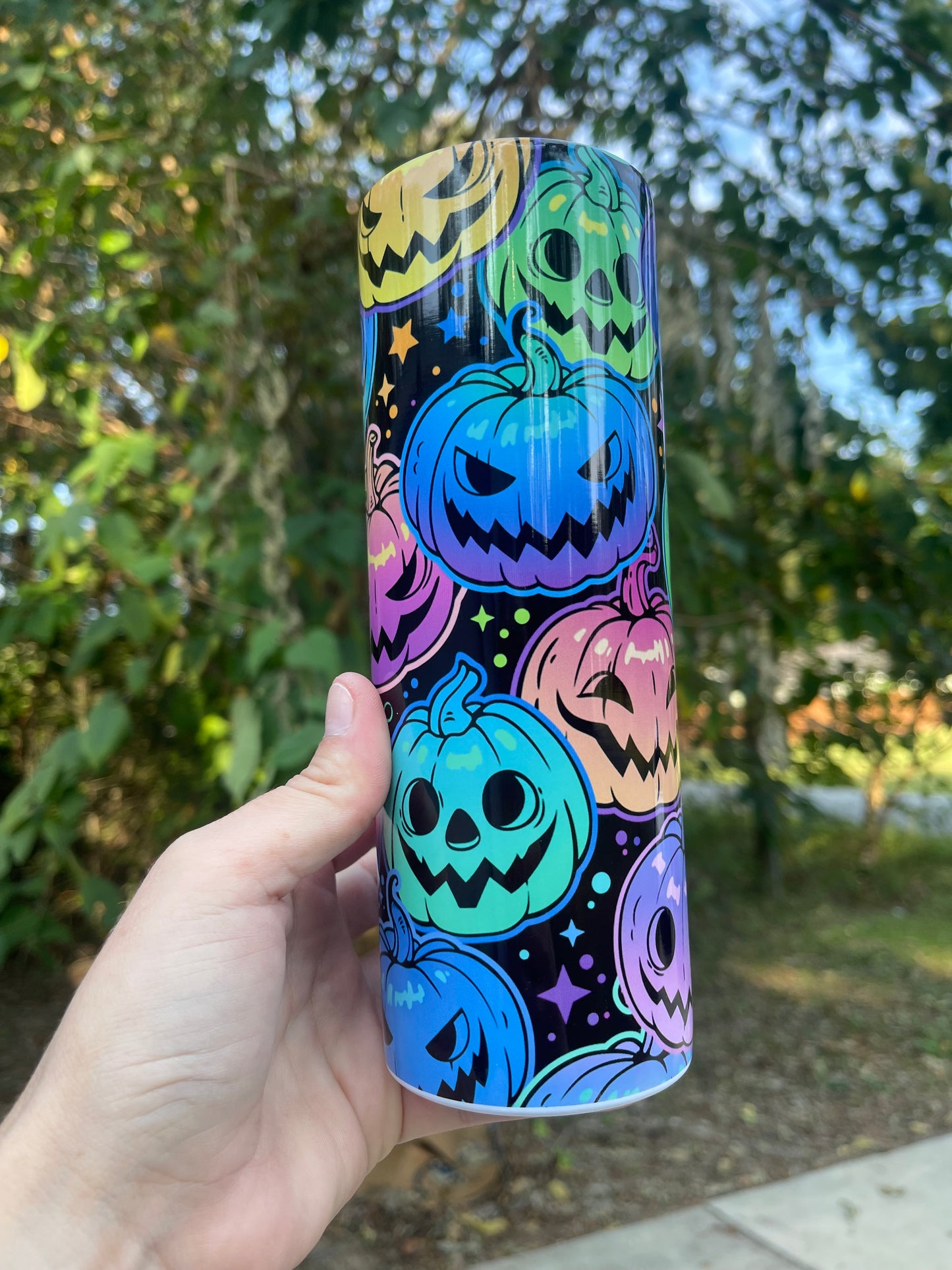Halloween Rainbow Jack o Lanterns Tumbler