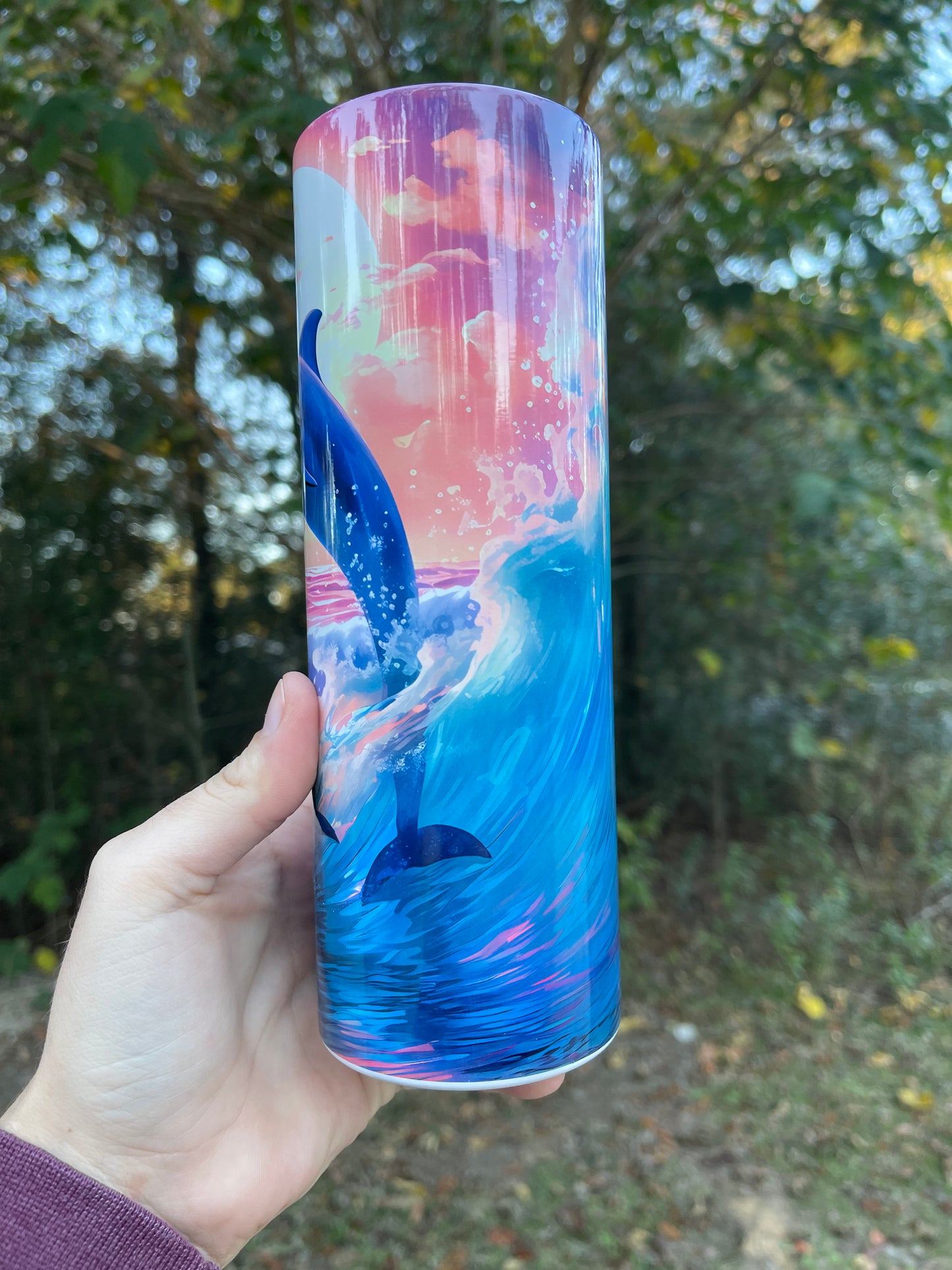 Dolphins sunset tumbler