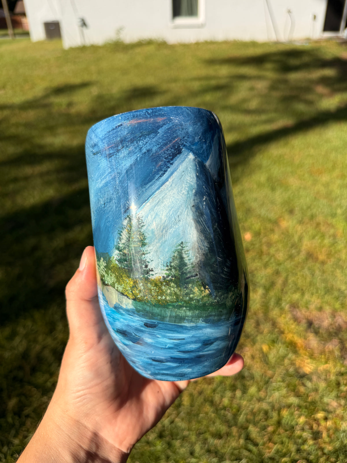 16oz Handpainted Sunset Mountains