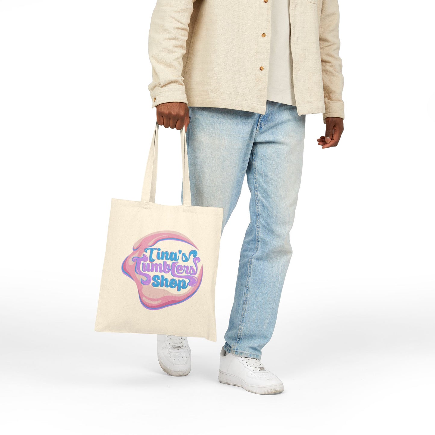 Tina Logo Cotton Canvas Tote Bag