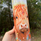 Floral rainbow color cow tumbler