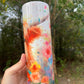 Floral rainbow color cow tumbler