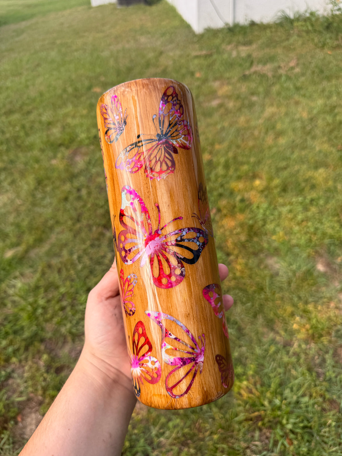 30oz Wooden Butterflies Peek  A boo
