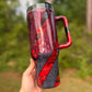 40oz Striped Reverse Glitter tumbler WAFFLE TICKET