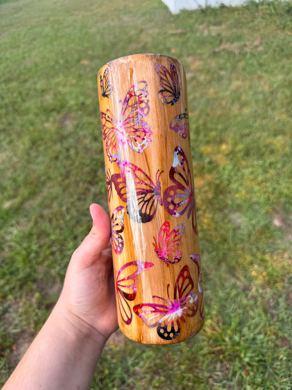30oz Wooden Butterflies Peek  A boo