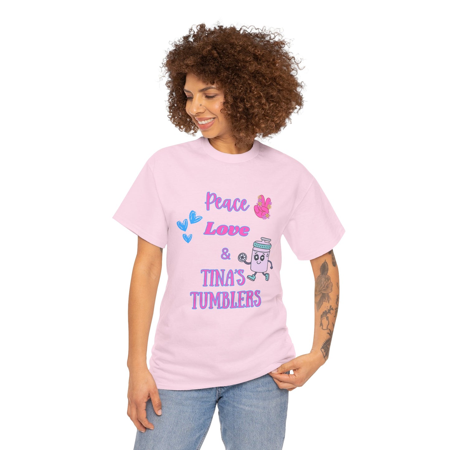 Peace, Love & Tumblers Tee WITH LOGO ON BACK - Unisex Cotton Shirt