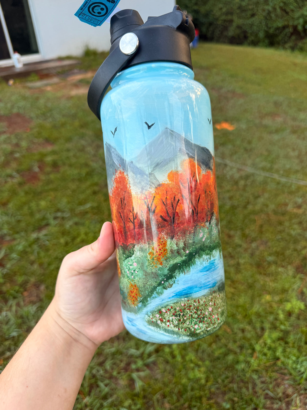 32oz Handpainted Fall scene