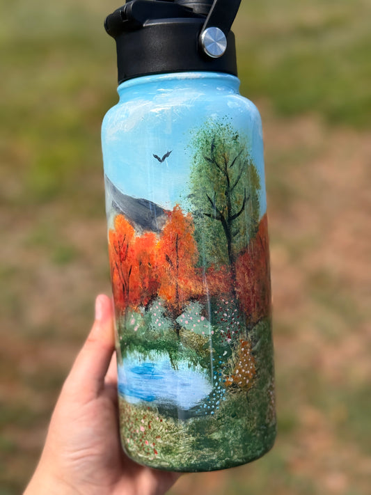 32oz Handpainted tumbler WAFFLE TICKET
