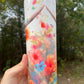 Floral rainbow color cow tumbler