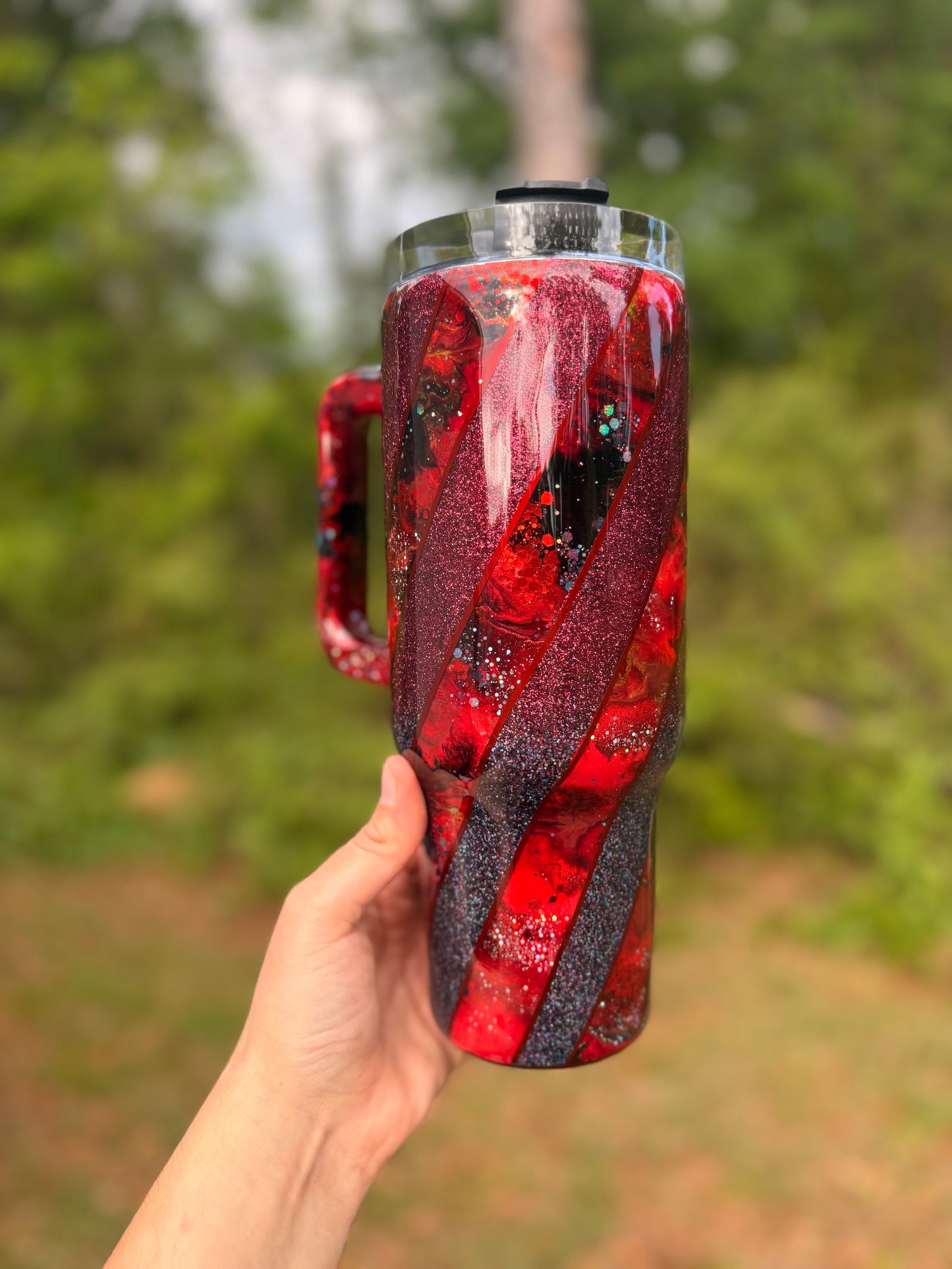 40oz Striped Reverse Glitter tumbler WAFFLE TICKET