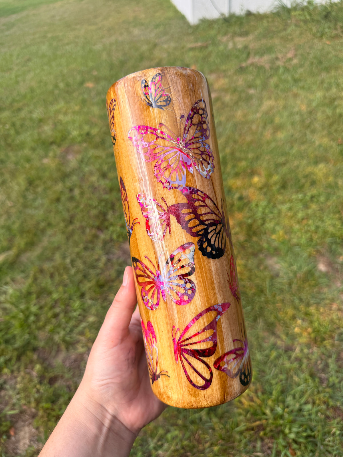 30oz Wooden Butterflies Peek  A boo