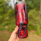 40oz Striped Reverse Glitter tumbler WAFFLE TICKET