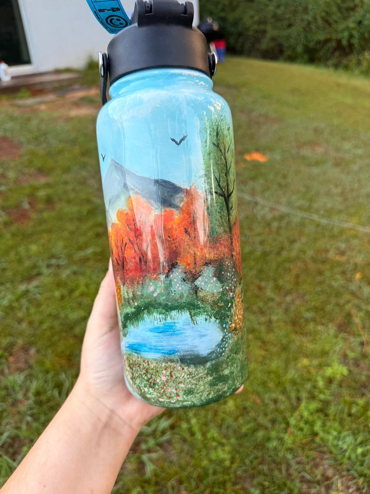 32oz Handpainted Fall scene