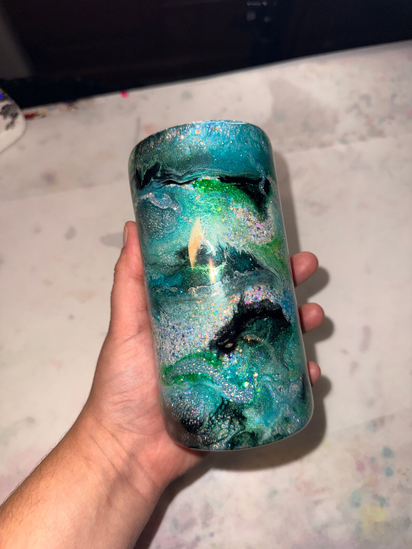 Sirens Treasure - glow in the dark. 12oz Slim Douzie- tumbler and can koozie