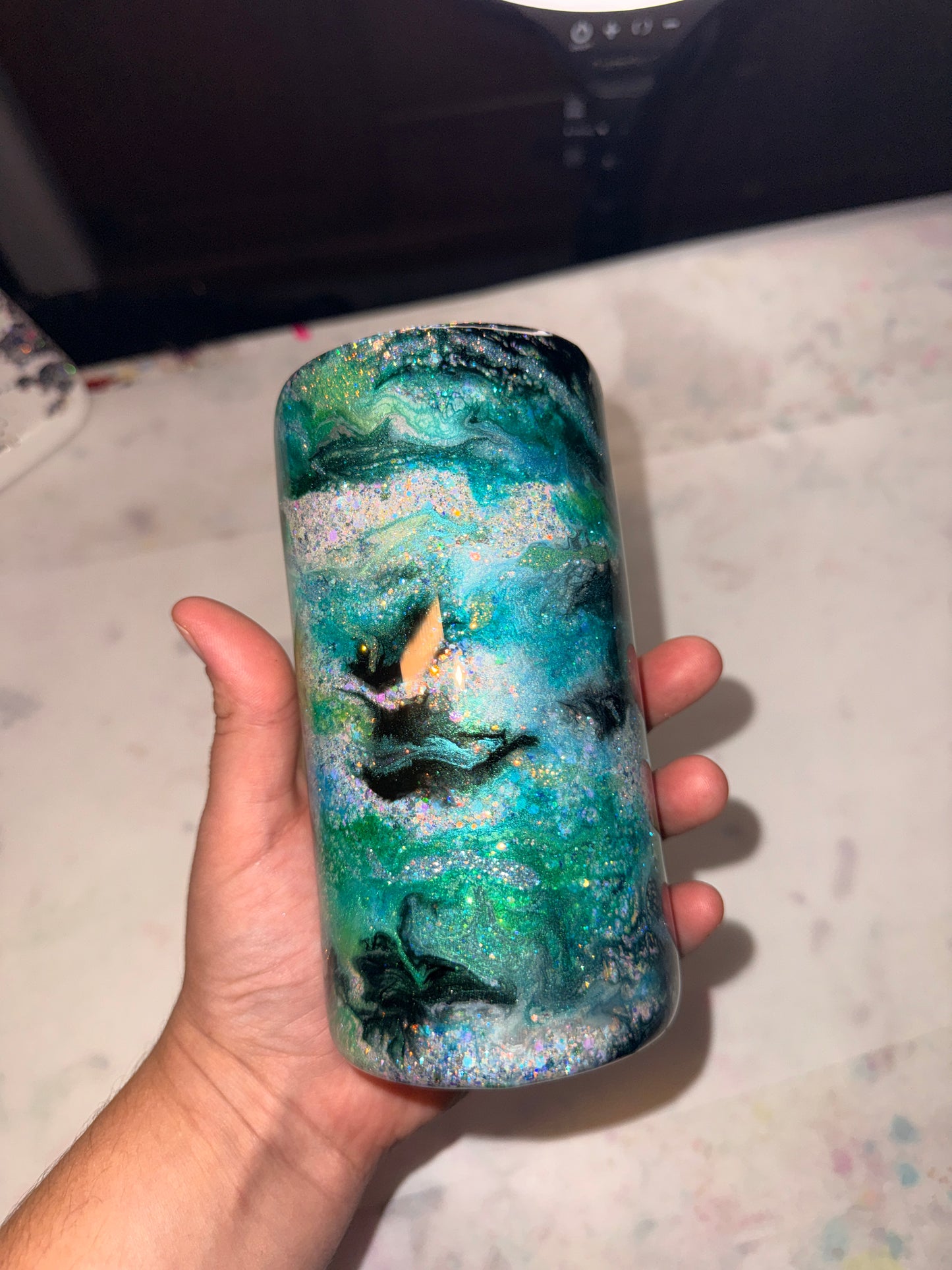 Sirens Treasure - glow in the dark. 12oz Slim Douzie- tumbler and can koozie