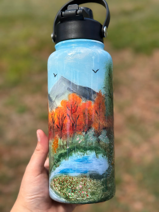 32oz Handpainted tumbler WAFFLE TICKET