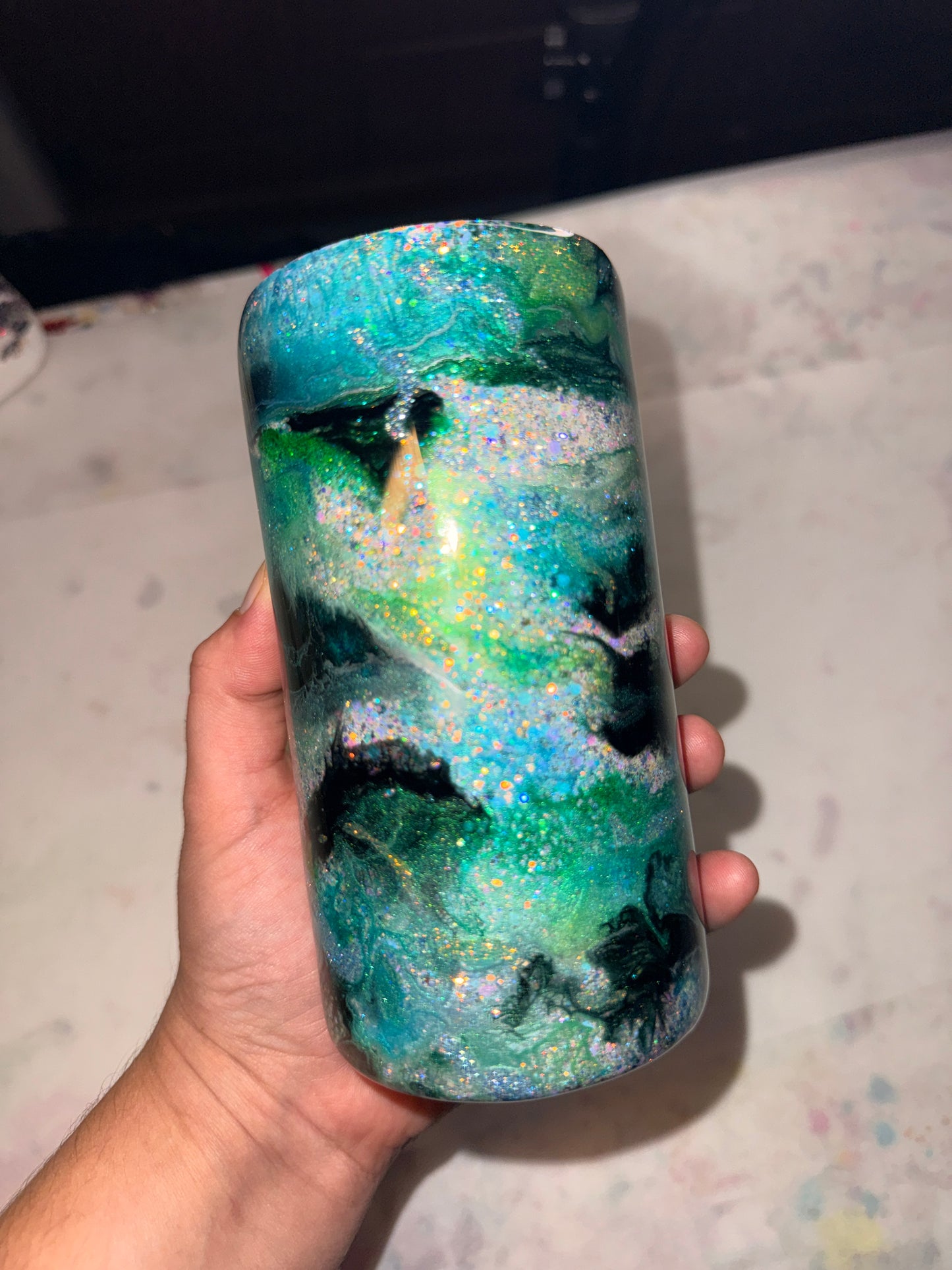 Sirens Treasure - glow in the dark. 12oz Slim Douzie- tumbler and can koozie
