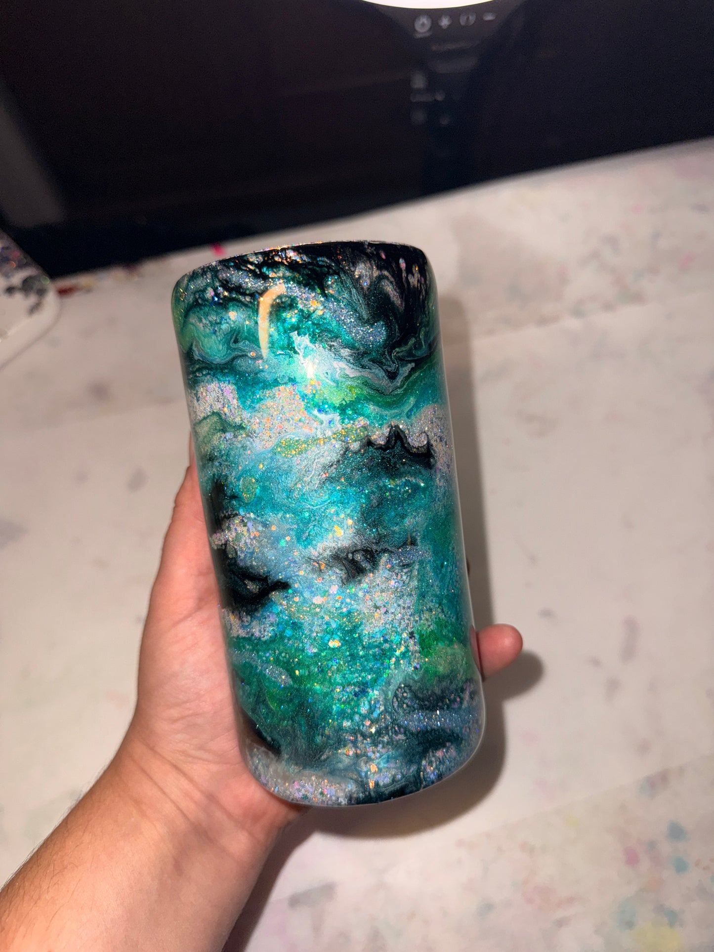 Sirens Treasure - glow in the dark. 12oz Slim Douzie- tumbler and can koozie