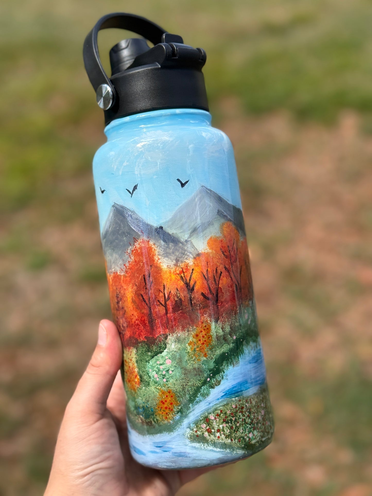 32oz Handpainted tumbler WAFFLE TICKET