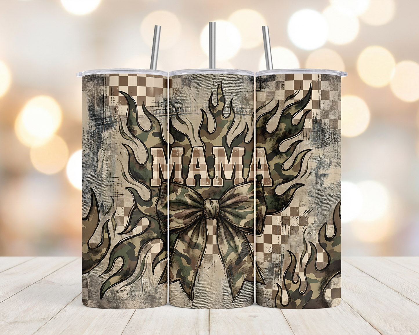 20oz Mama Camo bow coquette tumbler
