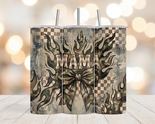 20oz Mama Camo bow coquette tumbler