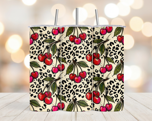 20oz Leopard Cherries tumbler