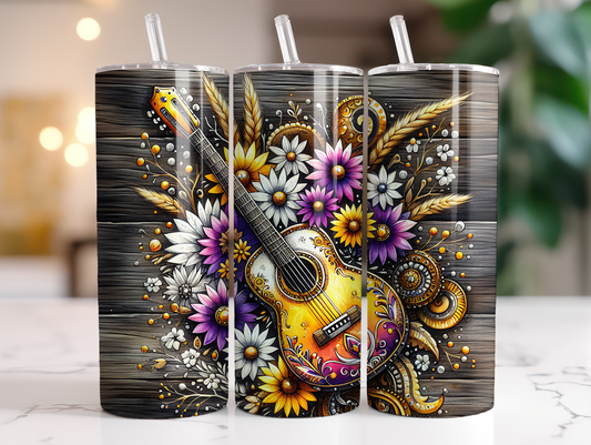 Floral Guitar 20oz tumbler