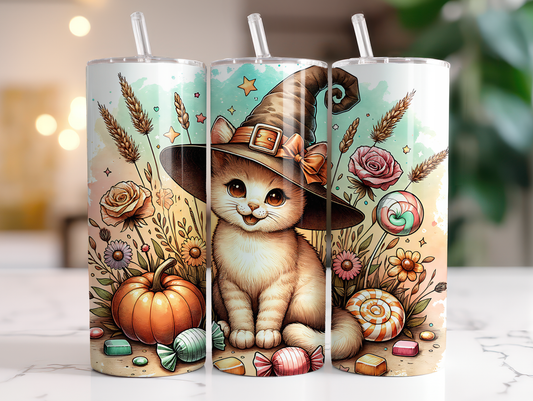 20oz Spooky Retro  Cute Witchy Cat tumbler