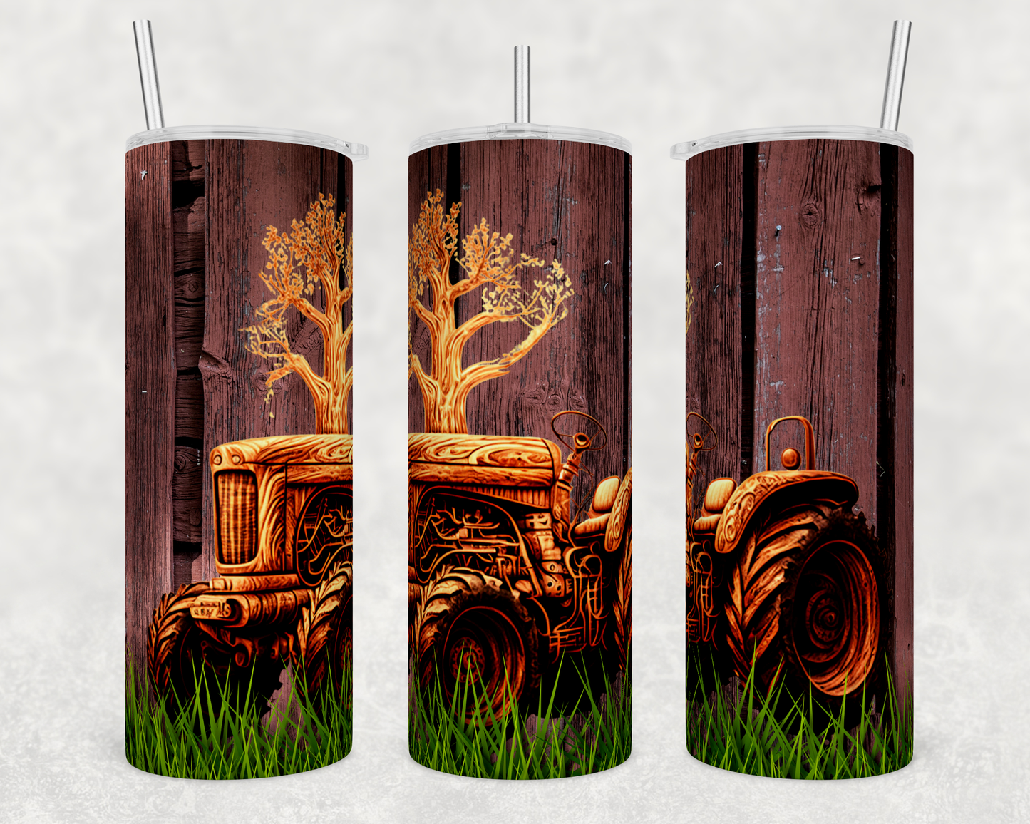 20oz Wooden Tractor Tumbler