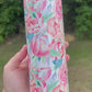 Cute pink floral rose flowers 20oz skinny tumbler