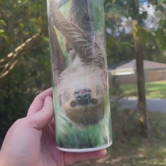 Sloth lovers upside down sloth real HD 20oz skinny tumbler
