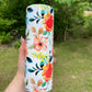 Beautiful tumbler orange  flower peony, vines floral tumbler 20oz skinny